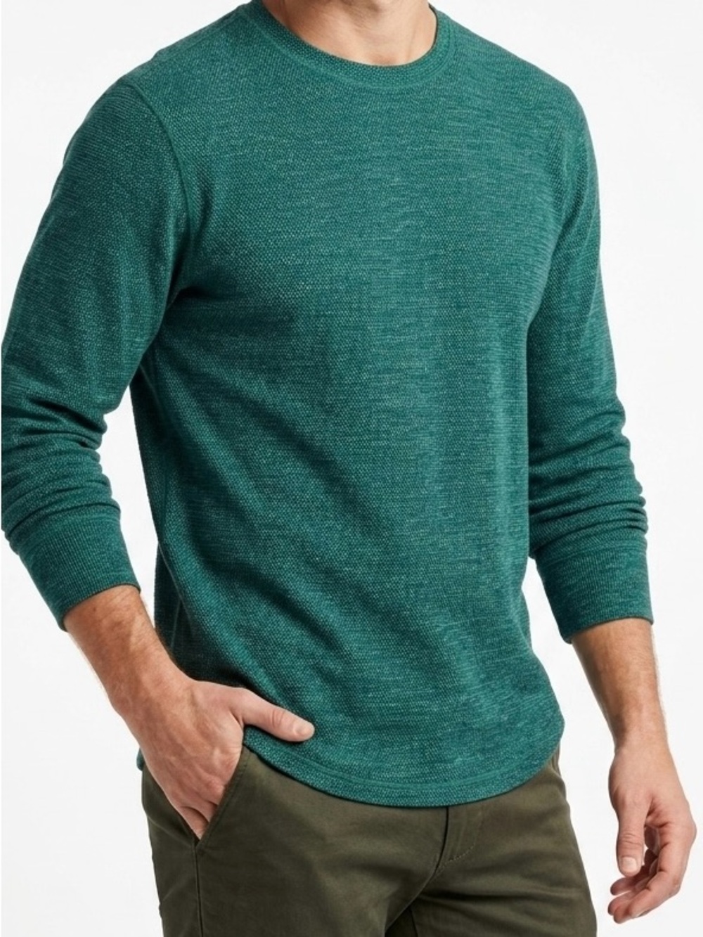 prAna Men’s Crew Pouch Performance Long Sleeve - Green - Size M